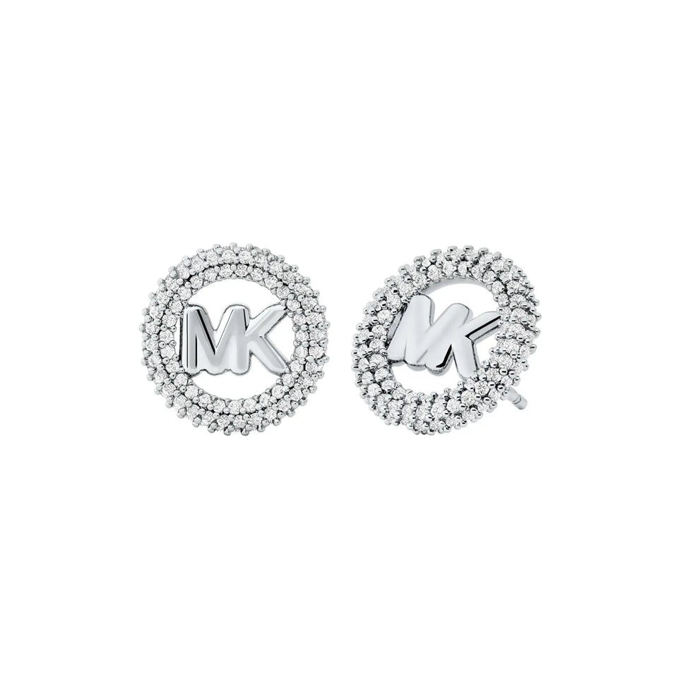 Michael Kors Ladies Premium Stone Set MK Circle Stud Earrings