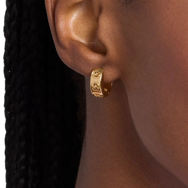 Michael Kors Ladies Kors MK Gold Toned Huggie Hoop Earrings