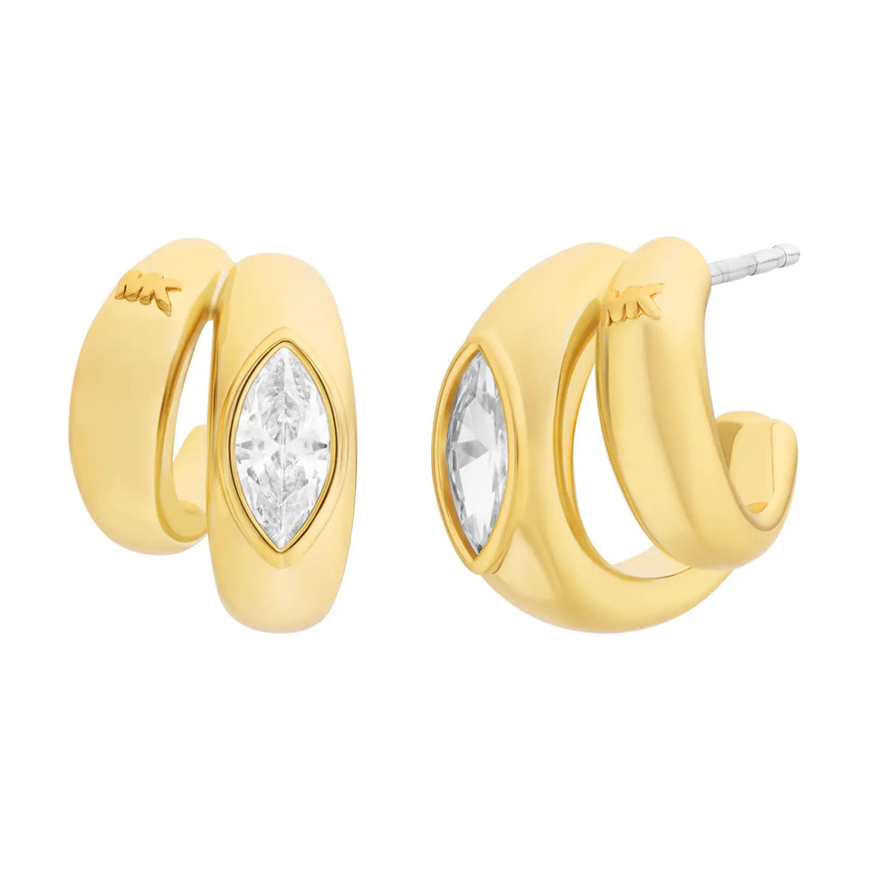 Michael Kors Ladies Brilliance Gold Toned Double Hoop Earrings