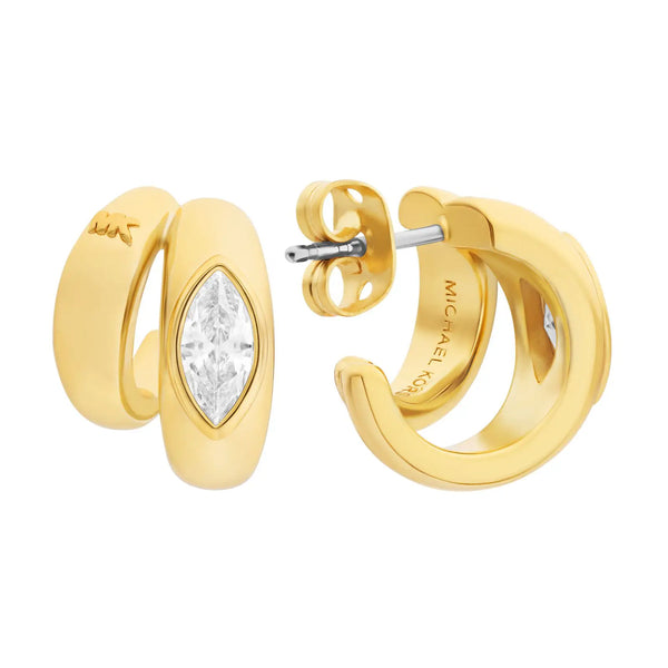 Michael Kors Ladies Brilliance Gold Toned Double Hoop Earrings