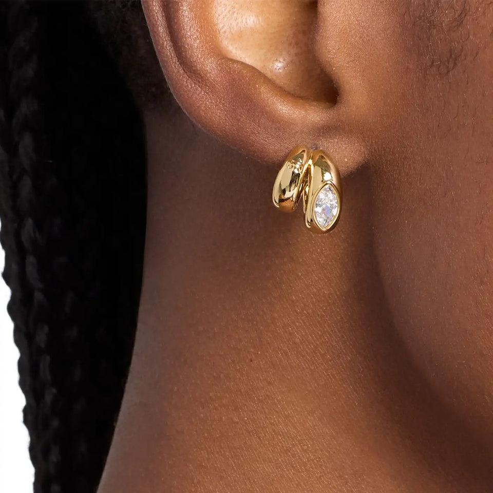 Michael Kors Ladies Brilliance Gold Toned Double Hoop Earrings