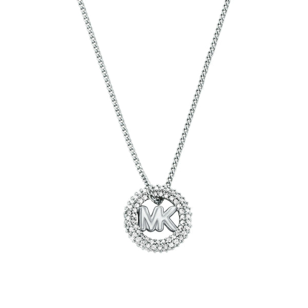 Michael Kors Ladies Premium Stone Set Circle MK Necklace