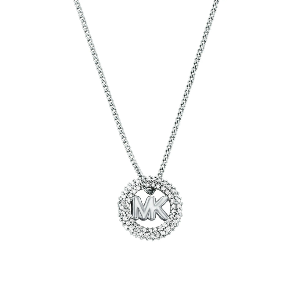 Michael Kors Ladies Premium Stone Set Circle MK Necklace