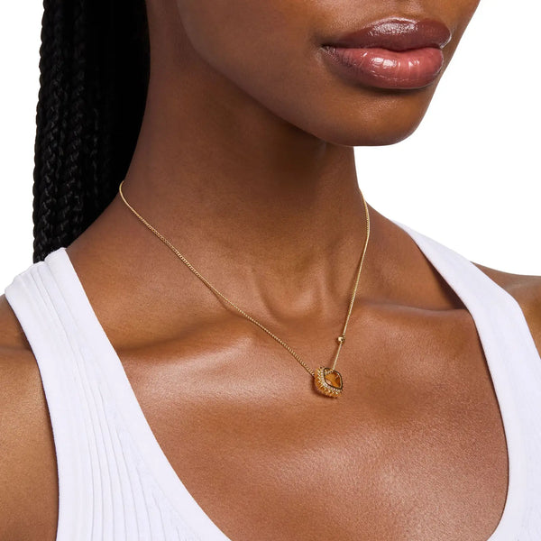 Michael Kors Ladies Premium Gold Tone Stone Set Circle Necklace