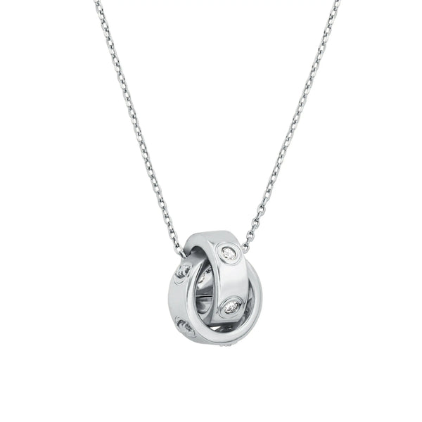 Michael Kors Ladies Kors MK Stone Set Interlocked Circles Necklace