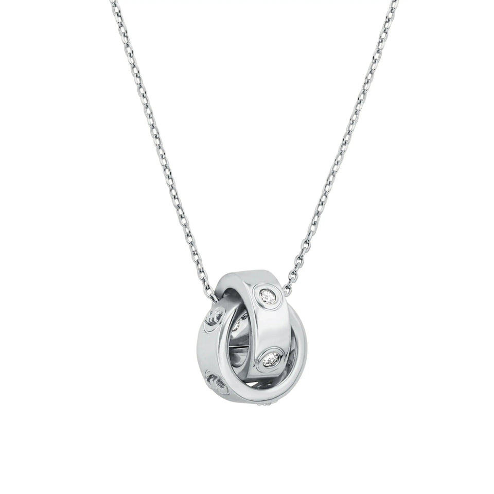 Michael Kors Ladies Kors MK Stone Set Interlocked Circles Necklace