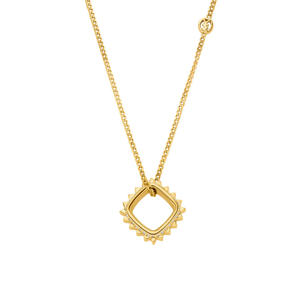 Michael Kors Ladies Premium Gold Tone Stone Set Circle Necklace