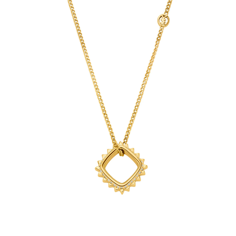 Michael Kors Ladies Premium Gold Tone Stone Set Circle Necklace