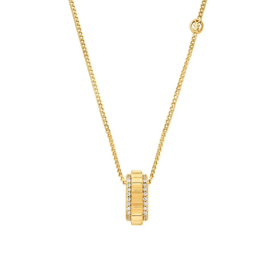 Michael Kors Ladies Premium Gold Tone Stone Set Circle Necklace