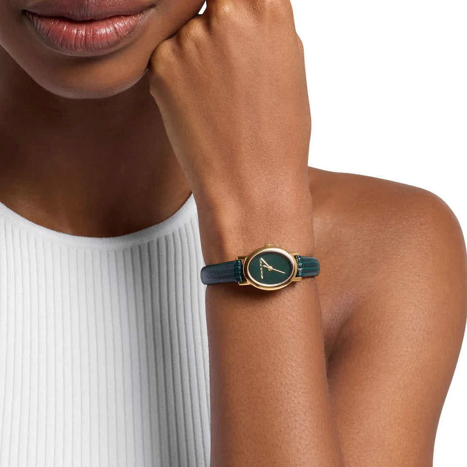 Michael Kors Ladies Maude Green Dial Leather Strap Watch