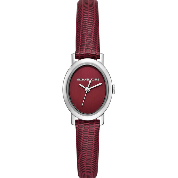 Michael Kors Ladies Maude Red Dial Leather Strap Watch