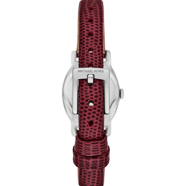 Michael Kors Ladies Maude Red Dial Leather Strap Watch