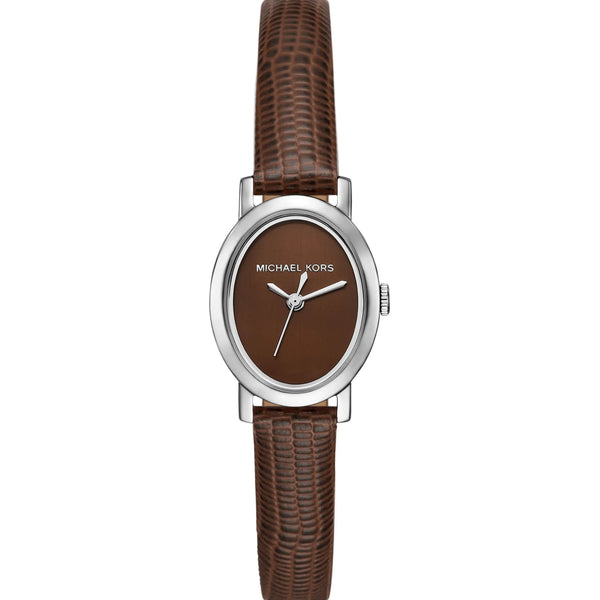 Michael Kors Ladies Maude Brown Dial Leather Strap Watch