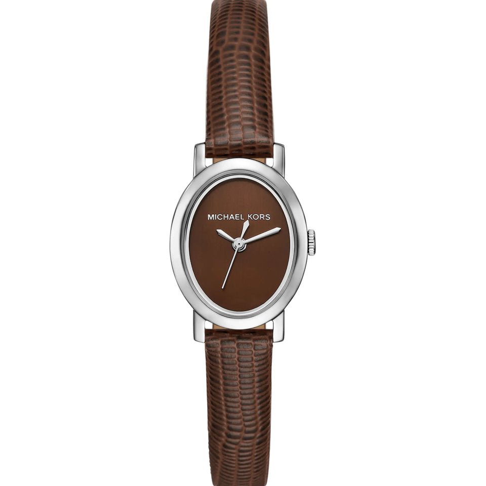 Michael Kors Ladies Maude Brown Dial Leather Strap Watch