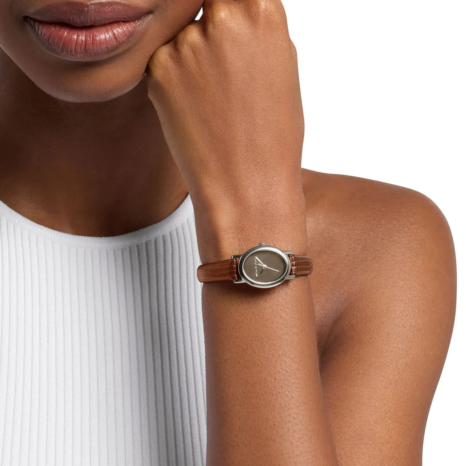 Michael Kors Ladies Maude Brown Dial Leather Strap Watch