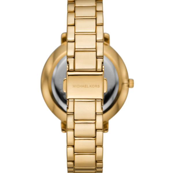 Michael Kors Ladies Pyper Black Dial Gold Tone Bracelet Watch