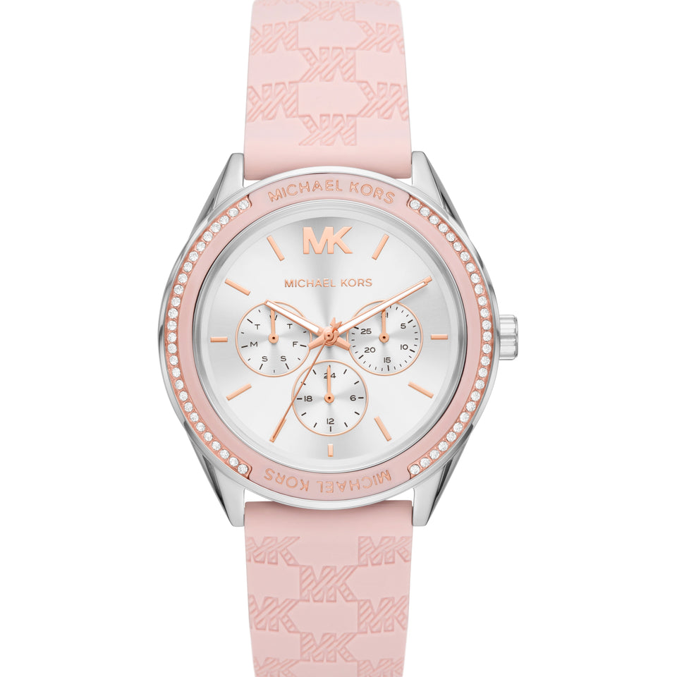 Michael Kors Ladies' Jessa Stone Set Pink Silicone Strap Watch