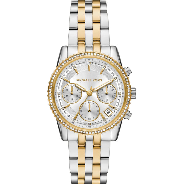 Michael Kors Ladies Bryant Silver Dial Two Tone Bracelet Watch