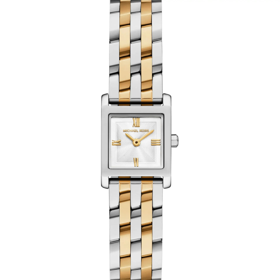 Michael Kors Ladies Georgie Sqaure Dial Two Tone Bracelet Watch