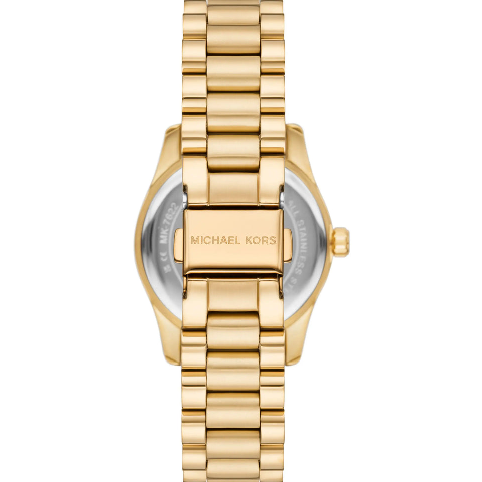 Michael Kors Ladies Lexington Green Dial Gold Toned Bracelet Watch