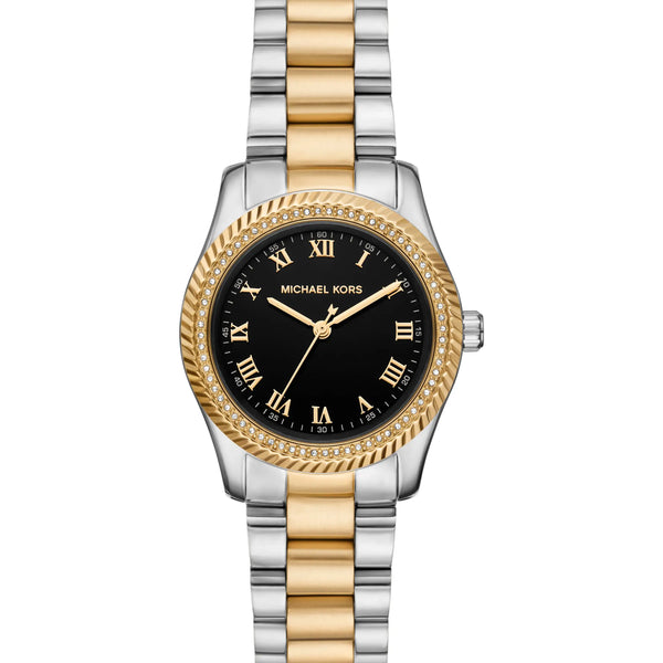 Michael Kors Ladies Lexington Black Dial Two Tone Bracelet Watch