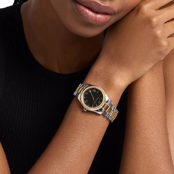 Michael Kors Ladies Lexington Black Dial Two Tone Bracelet Watch