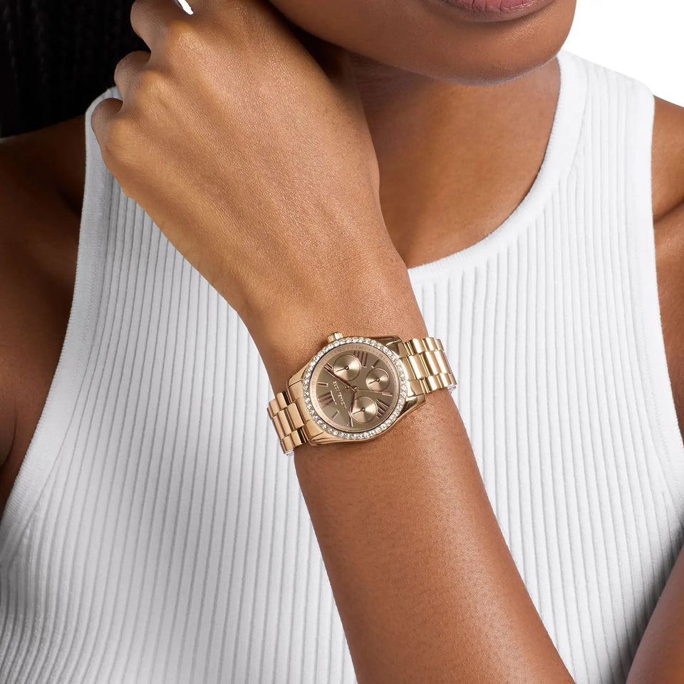 Michael Kors Ladies Lexington Beige Gold Bracelet Watch