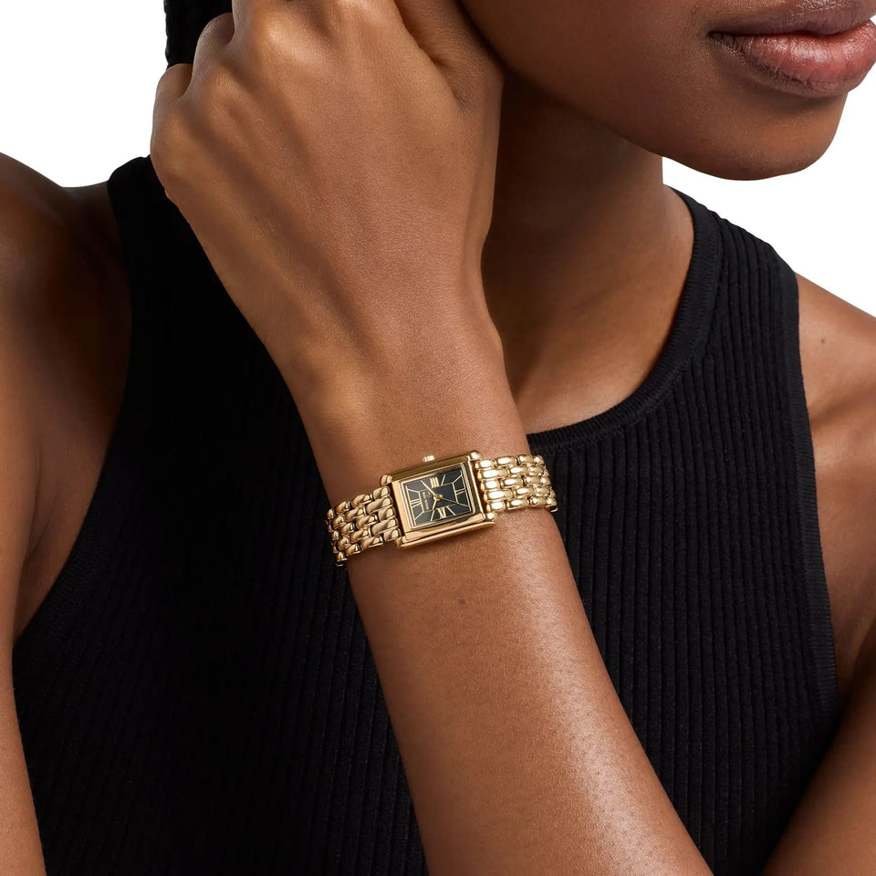 Michael Kors Ladies Essex Green Dial Gold Tone Bracelet Watch