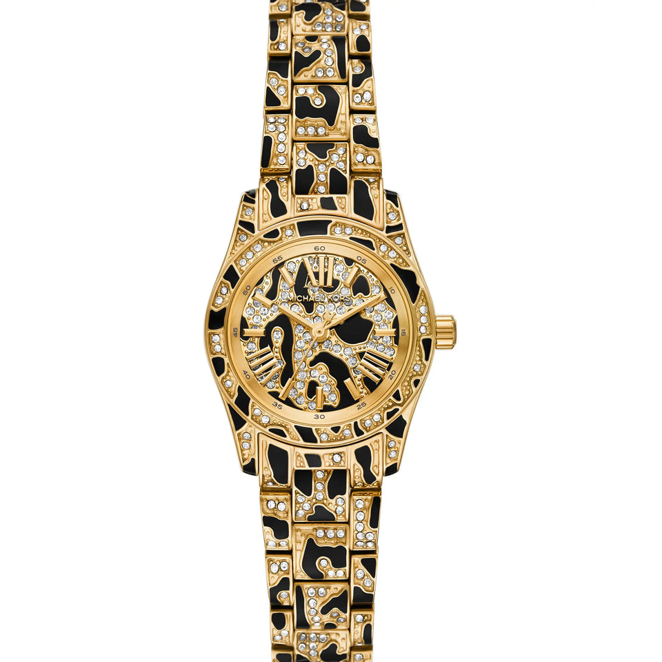 Michael Kors Ladies Lexington Animal Print Stone Set Bracelet Watch
