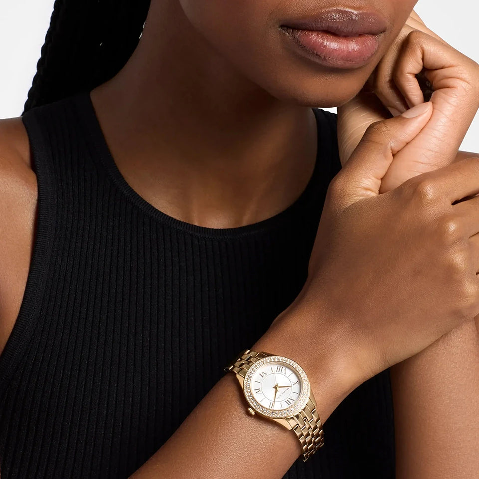 Michael Kors Ladies Harlowe Gold PVD Plated Bracelet Watch