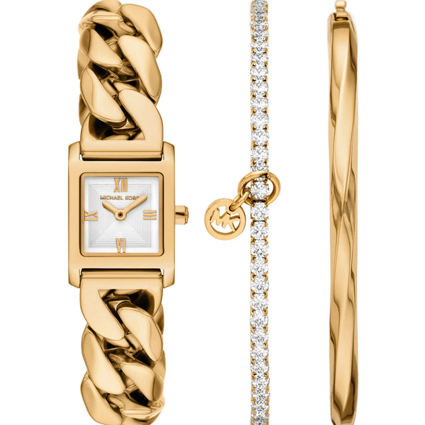Michael Kors Ladies Georgie Gold Toned Watch & Bracelet Gift Set