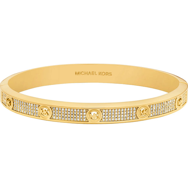 Michael Kors Ladies Brilliance Stone Set Gold Toned MK Bangle