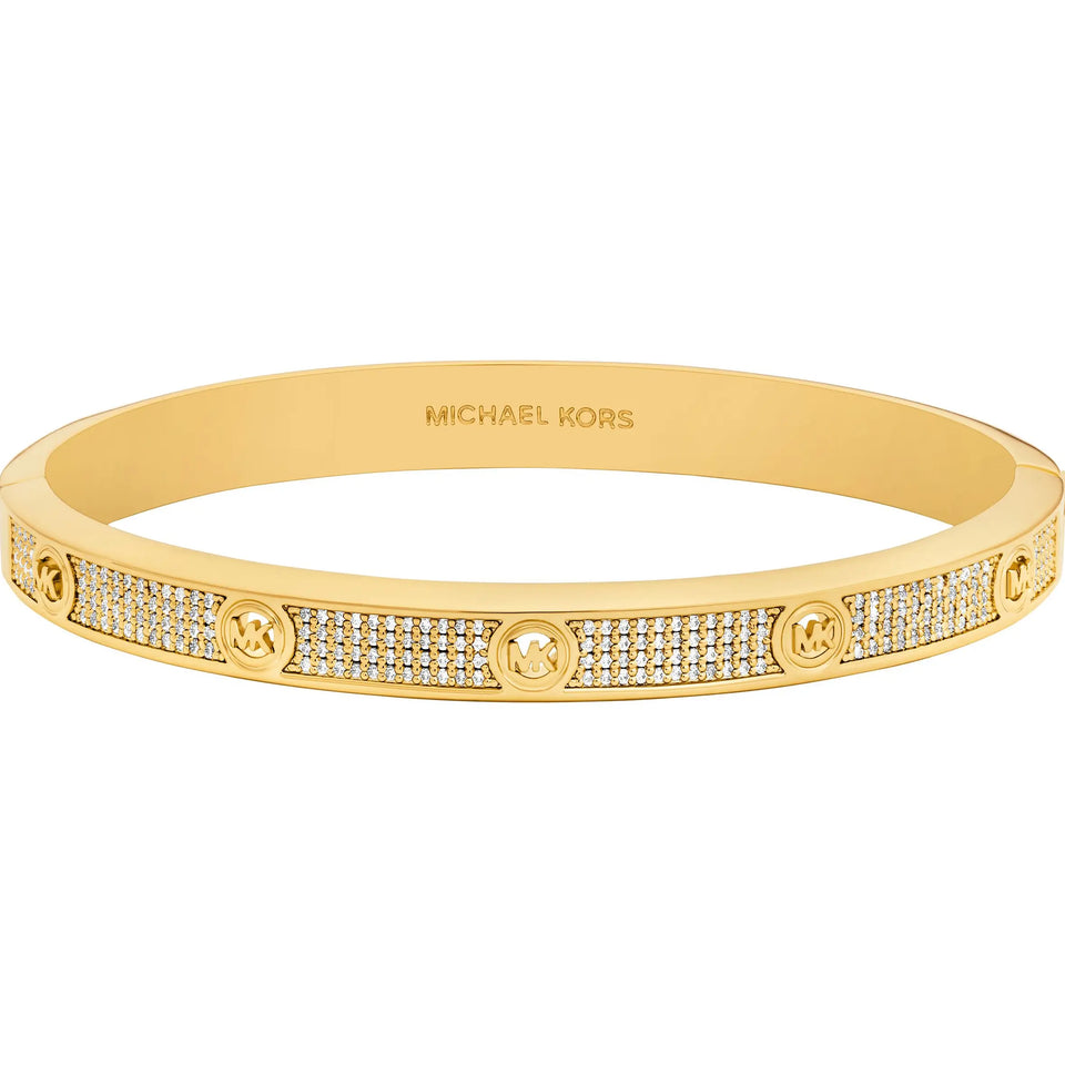 Michael Kors Ladies Brilliance Stone Set Gold Toned MK Bangle