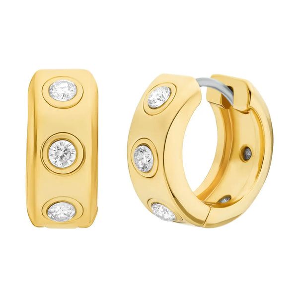 Michael Kors Ladies Brilliance Gold Toned Stone Set Hoop Earrings