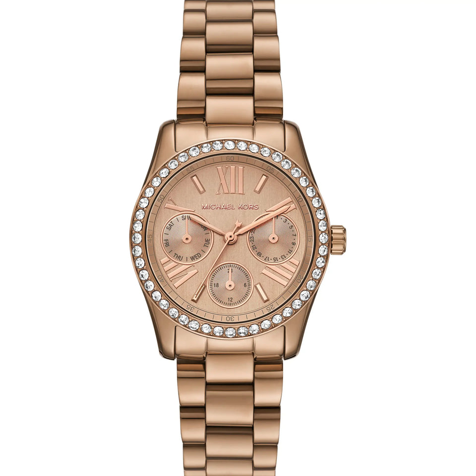 Michael Kors Ladies Lexington Beige Gold Bracelet Watch
