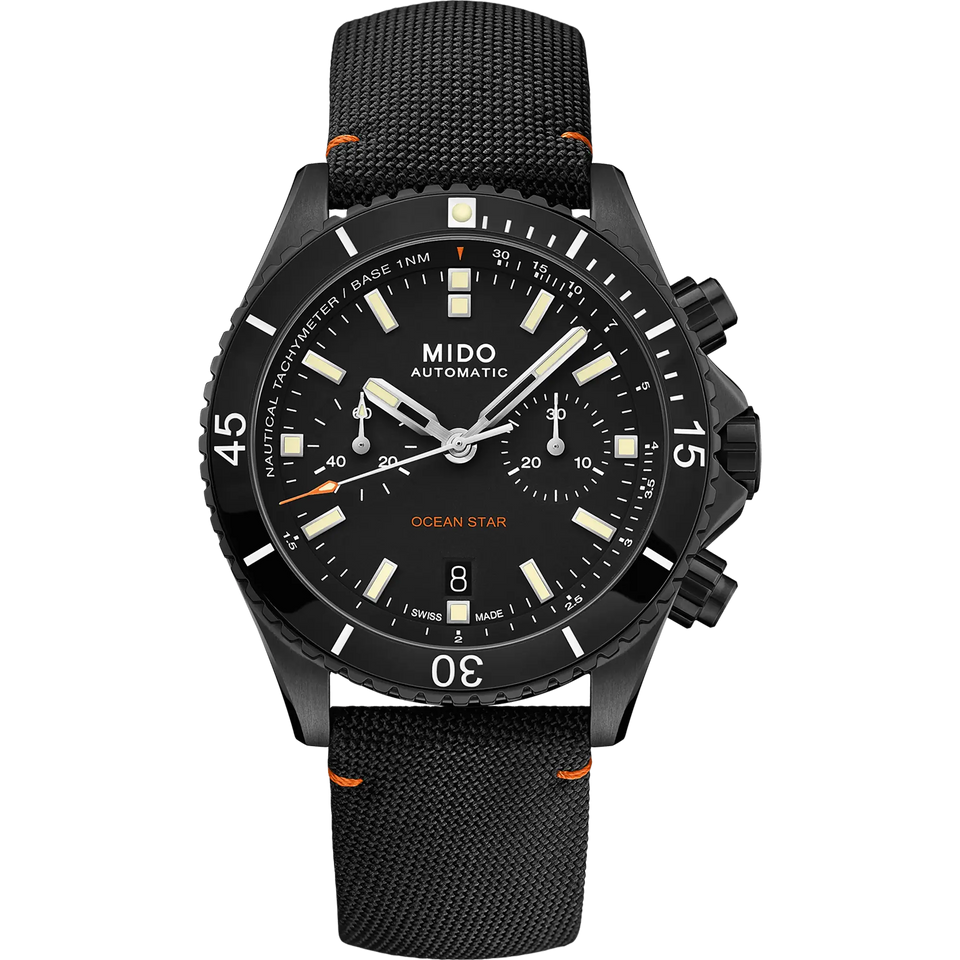 MIDO Men's Ocean Star Captain 44mm Black Chronograph Watch