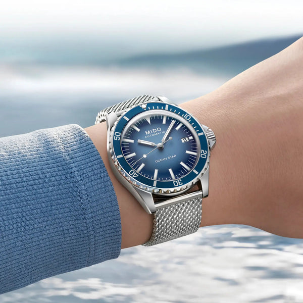 MIDO Men's Ocean Star Tribute 41mm Blue Dial Automatic Watch Set