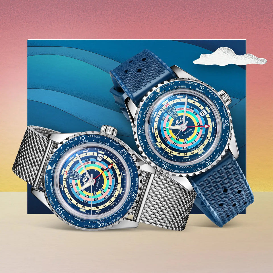 MIDO Men's Ocean Start Decompression Worldtimer 40mm Blue Watch