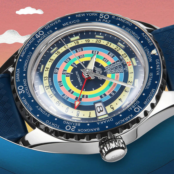 MIDO Men's Ocean Start Decompression Worldtimer 40mm Blue Watch