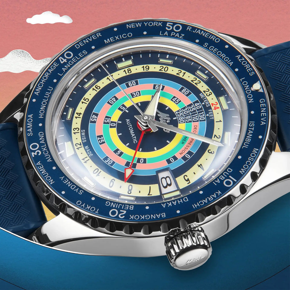 MIDO Men's Ocean Start Decompression Worldtimer 40mm Blue Watch