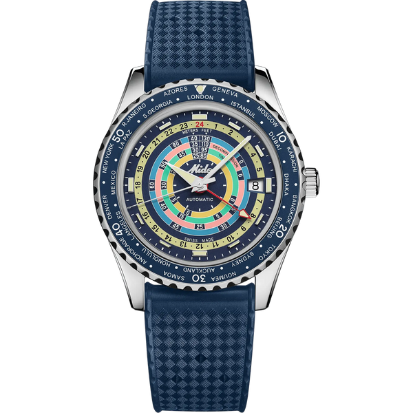 MIDO Men's Ocean Start Decompression Worldtimer 40mm Blue Watch