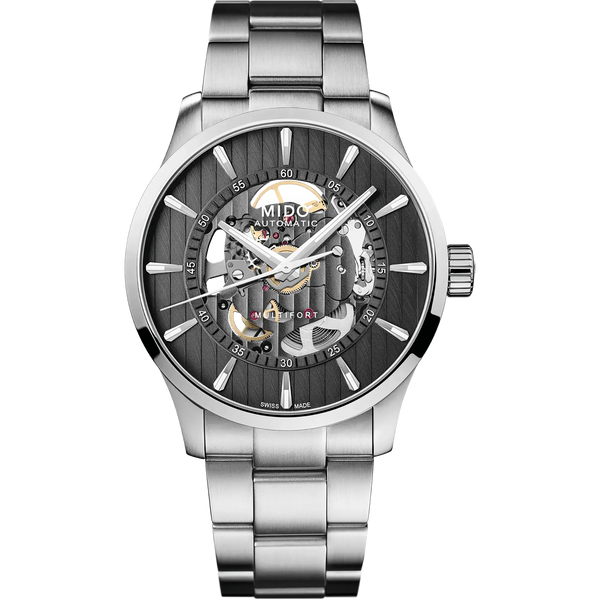 MIDO Men's Multifort Skeleton Vertigo 42mm Automatic Grey Watch