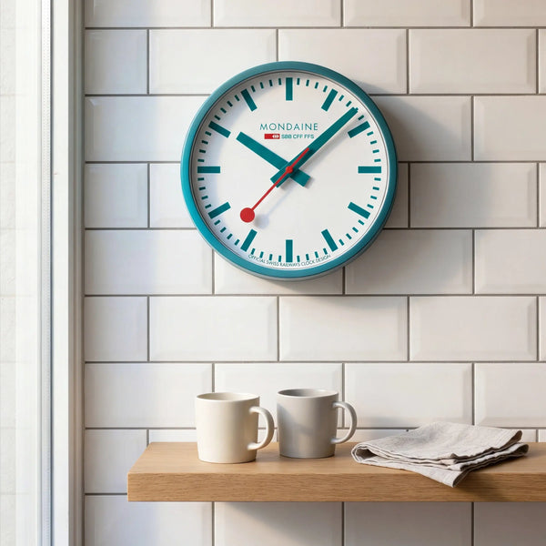 Mondaine Limited Edition Teal 25cm Wall Clock