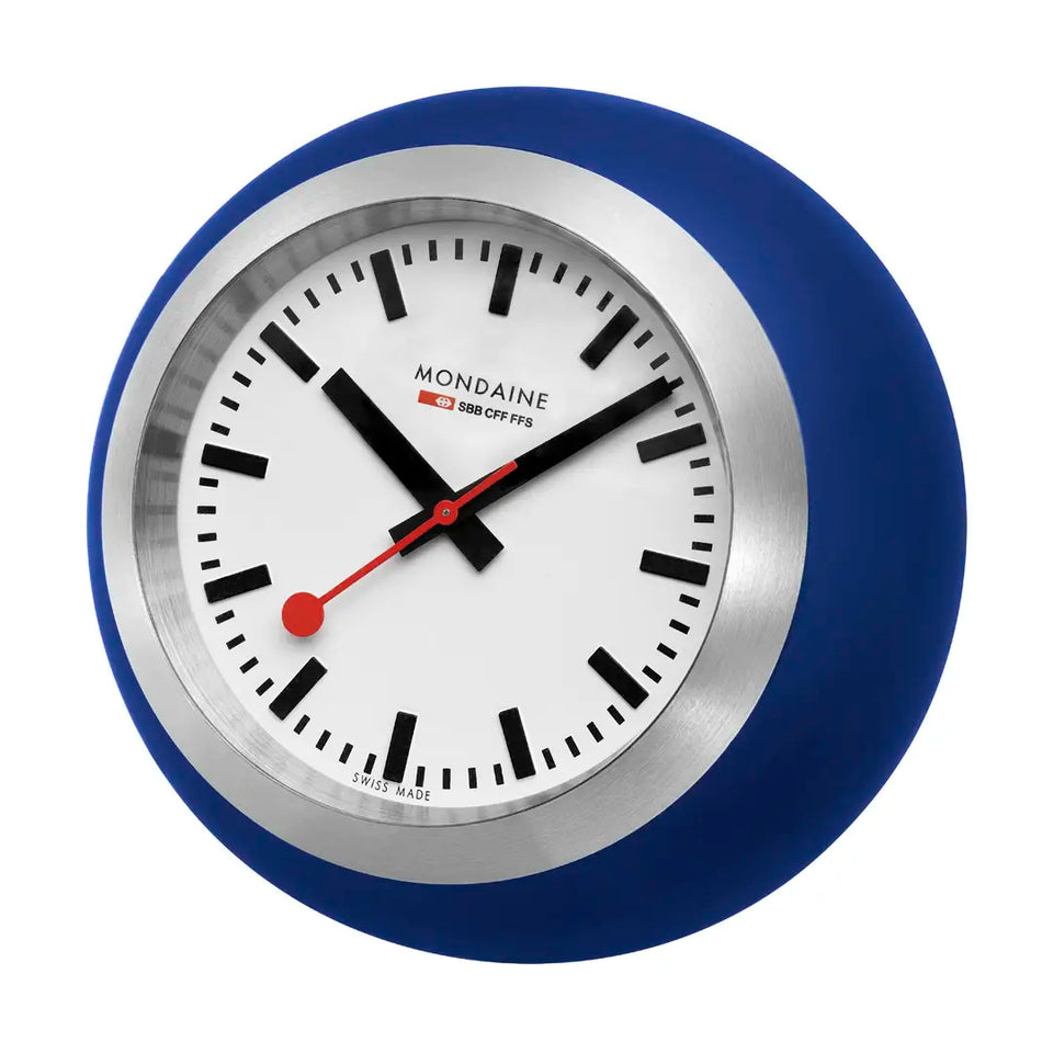 Mondaine Swiss Railways Striking Blue Globe Table Clock