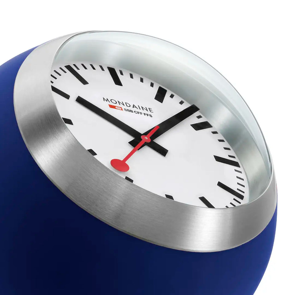 Mondaine Swiss Railways Striking Blue Globe Table Clock