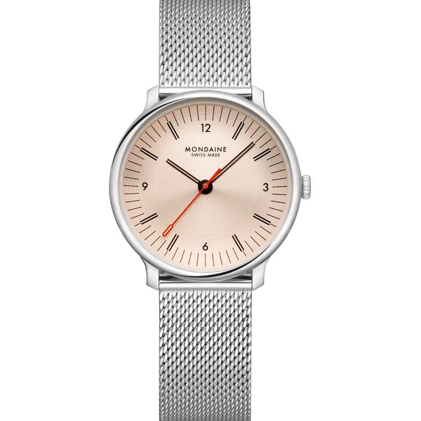 Mondaine Ladies Doppio Rose Gold 33mm Mesh Bracelet Watch