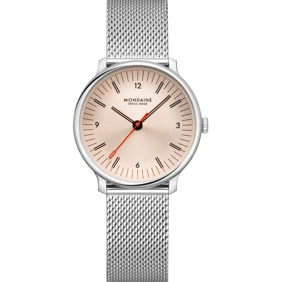 Mondaine Ladies Doppio Rose Gold 33mm Mesh Bracelet Watch