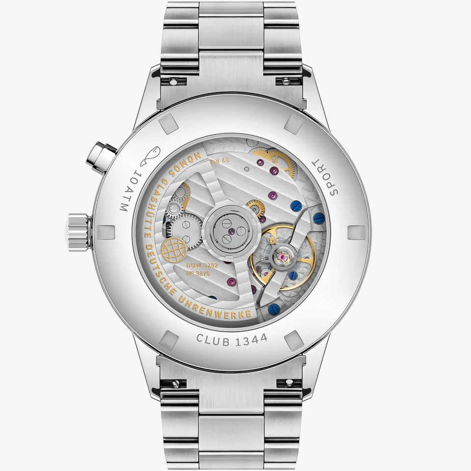 NOMOS Glashütte Club Sport Neomatik Worldtimer White Dial 40mm Watch | Exhibition Caseback