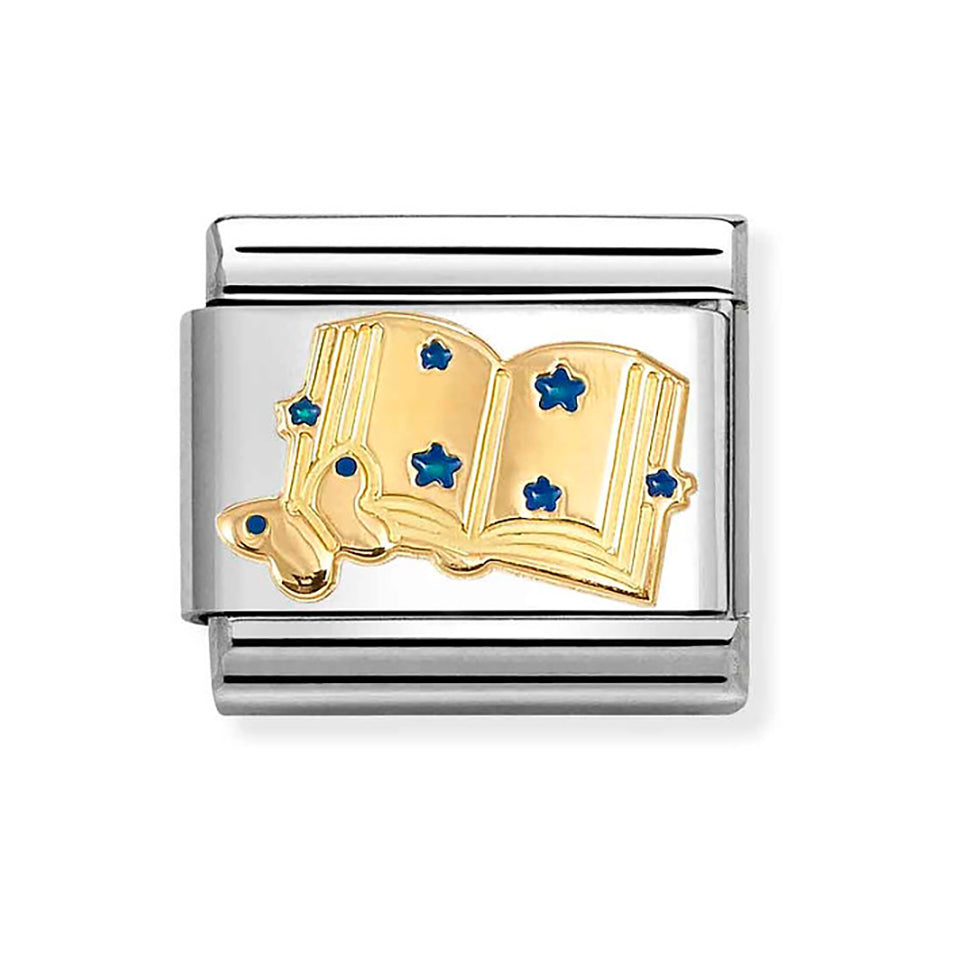 Nomination CLASSIC Gold Book With Blue Stars Charm