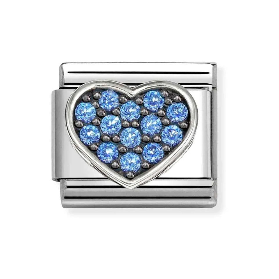 Nomination CLASSIC Silver Blue Stone Set Heart Charm